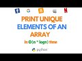 How to print unique elements of an array in O(nlogn) time