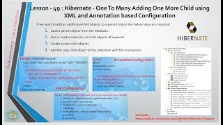 Lesson - 49 : Hibernate - One To Many Adding One More Child using XML and Annotation Config