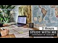 2 HOUR STUDY WITH ME on a rainy day | Background noise, Rain & typing sound, real-time, no music,