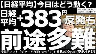 【日経平均－今日はどう動く？】日経平均＋383円と反発も、前途多難！　アメリカ市場は安値圏から反発して引けており「セリング・クライマックス」的な動きになった。ただ、地政学リスクは手強い。油断できない。