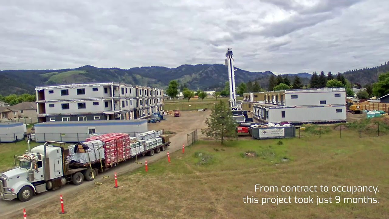 Timelapse Modular MultiFamily Affordable Housing Grand Forks, BC