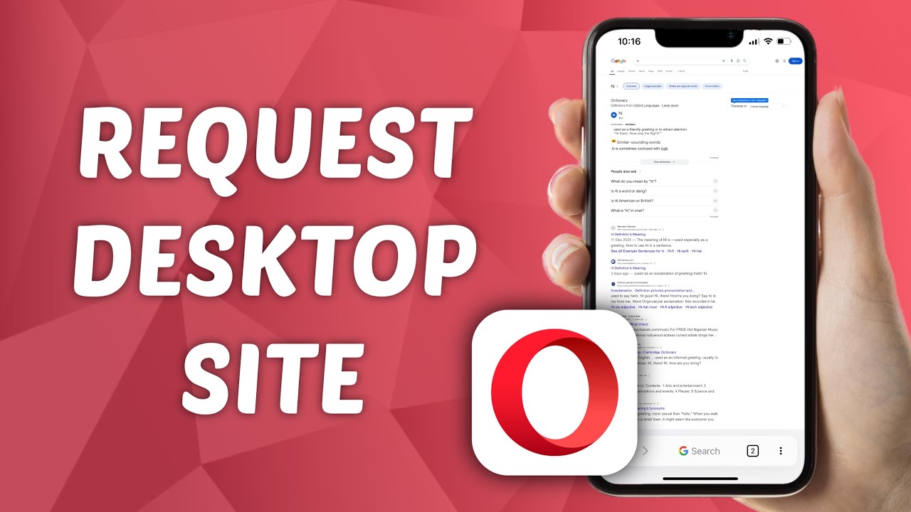 Opera Request How to Request Desktop Site on Opera - YouTube