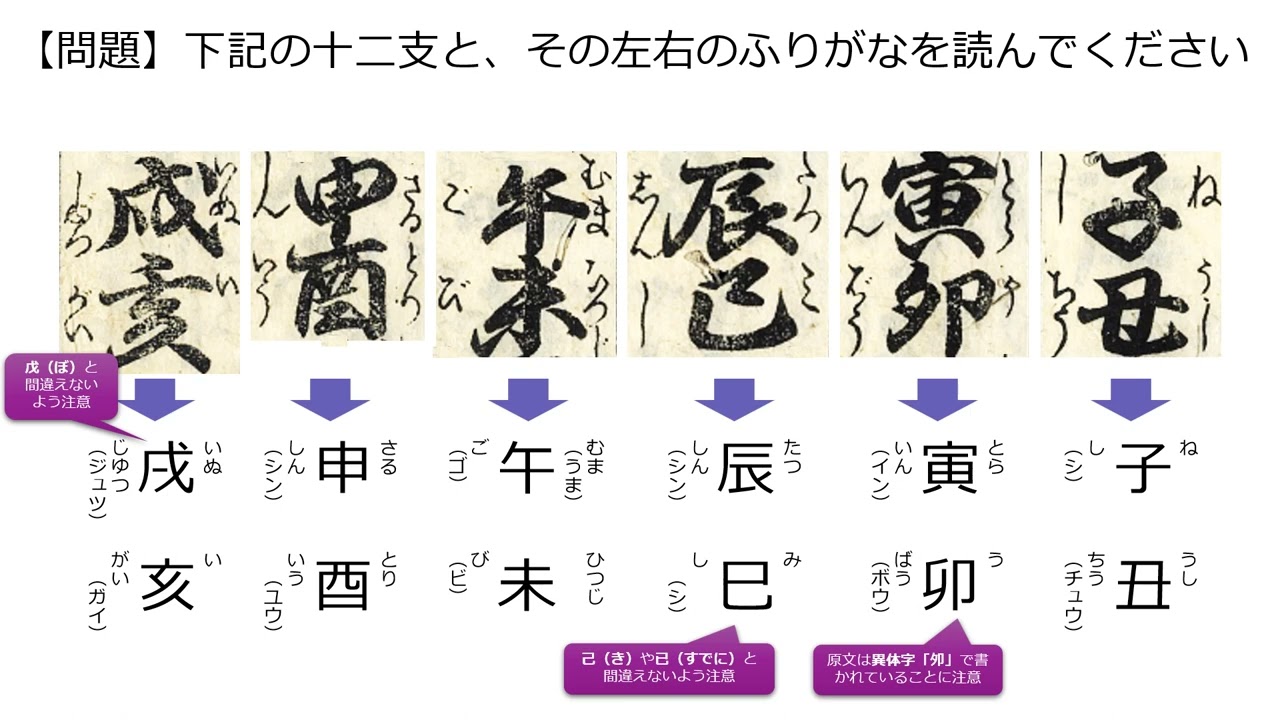 崩し字に慣れる（2）十二支（To familiarize yourself with