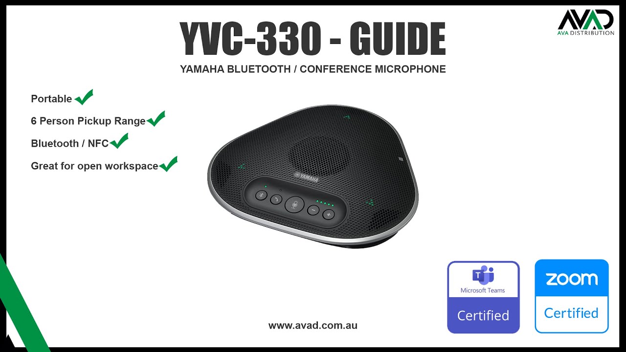 AVAD Product Guide - Yamaha YVC-330 Bluetooth Bluetooth Conference  Microphone | setup and features