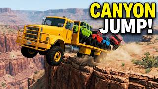 CAN A FULLY LOADED CARRIER TRUCK JUMP THE CANYON GAP? 😱 screenshot 2