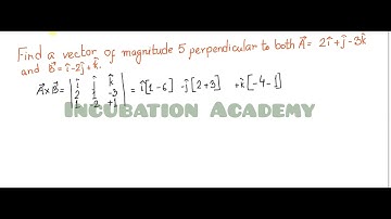 Find the vector of magnitude 5 perpendicular to both A=2i+j-3k and B=i-2j+k. (Vector Algebra)
