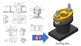 Stuffing box Parts and Assembly using SOLIDWORKS | SOLIDWORKS tutorials for beginners