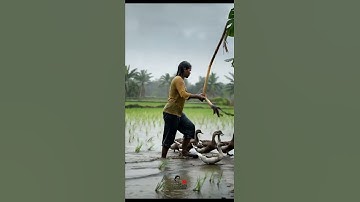 Rainy Morning in the Rice Fields 🌧️ Village Life with Ducks | Authentic ASMR Indonesia #Shorts