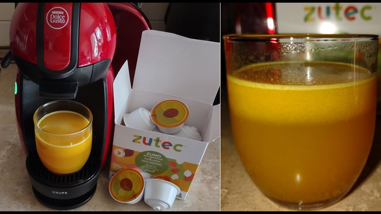 Cápsulas de zumo de melocotón para cafetera Dolce Gusto, marca Zutec -  YouTube