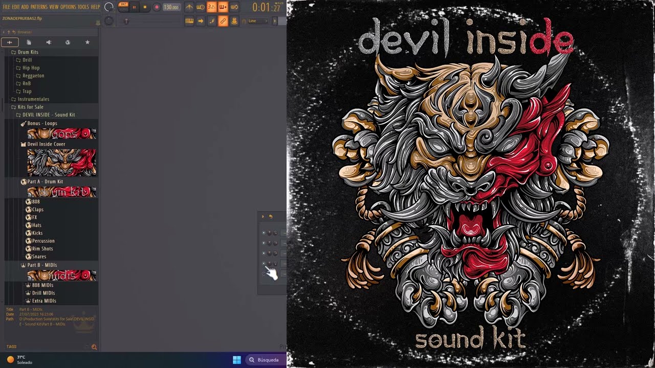 BEST MIDI KIT 2023 - (+800 DRUM MIDIS) - DEVIL INSIDE (808 Mafia, Pyrex Whippa) | MIDI + DRUM KIT