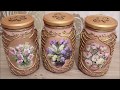 # 4 DIY decor | Recycled glass jars|Decoupage of Kitchen Cans