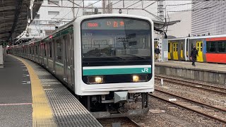 JR東日本E501系カツK703編成が水戸駅3番線を常磐線普通いわき行きとして発車する動画(2023.11.26)