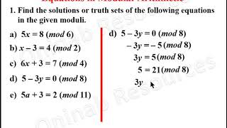 Equations in Modular Arithmetic