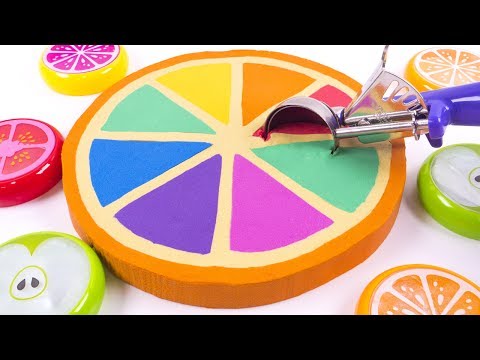 DIY How to Make Kinetic Sand Cake Rainbow Orange Ice Cream Skwooshi Learn Colors Sand Play for Kids