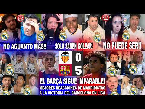 MEJORES REACCIONES DE MADRIDISTAS AL VALENCIA 0-5 BARCELONA CON SHOW DE YAMAL Y FERMÍN