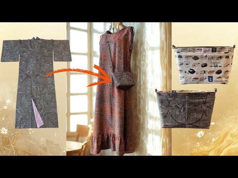 大島紬着物👘リメイクで使い切り😊 Upcycle Oshima Tsumugi kimono
