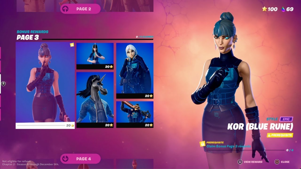 How to Unlock Kor (Blue Rune) in Fortnite | Battle Pass Bonus Rewards Page 3