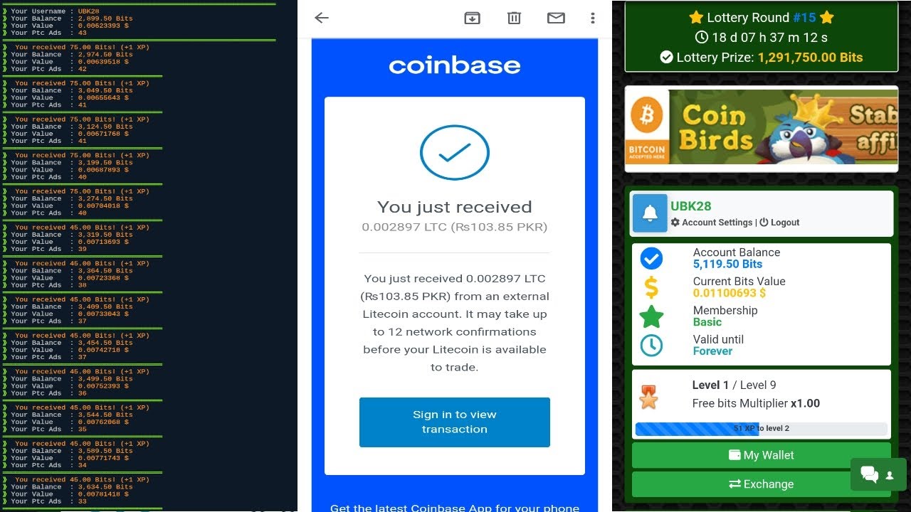 EARN BTC LTC DOGE TRX VIA TERMUX | WITHDRAW IN COINBASE - YouTube