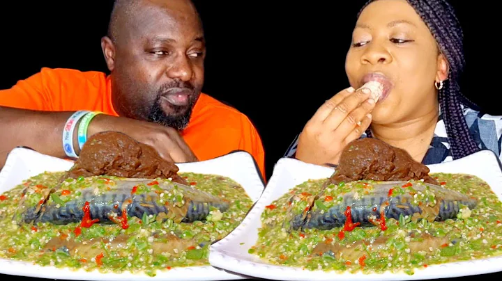No more war Asmr African food mukbang with oilless okra soup and brown amala fufu