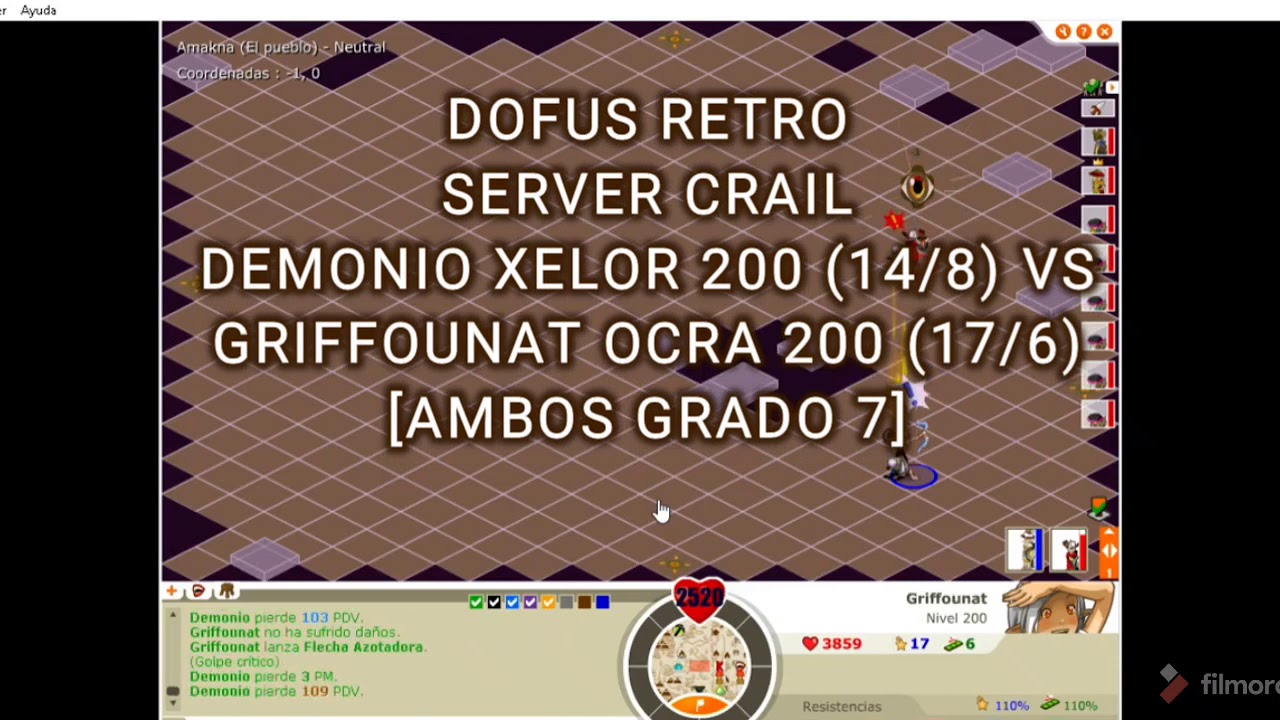 [PVP DOFUS RETRO CRAIL] DEMONIO (XELOR 200) vs. GRIFFOUNAT (OCRA 200).