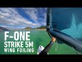 Fone strike 5m epic gusty wind wing foil on a zeal custom wing board near cape harbour