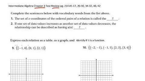 Intermediate Algebra Chapter 3 Review Part 1 #1-16