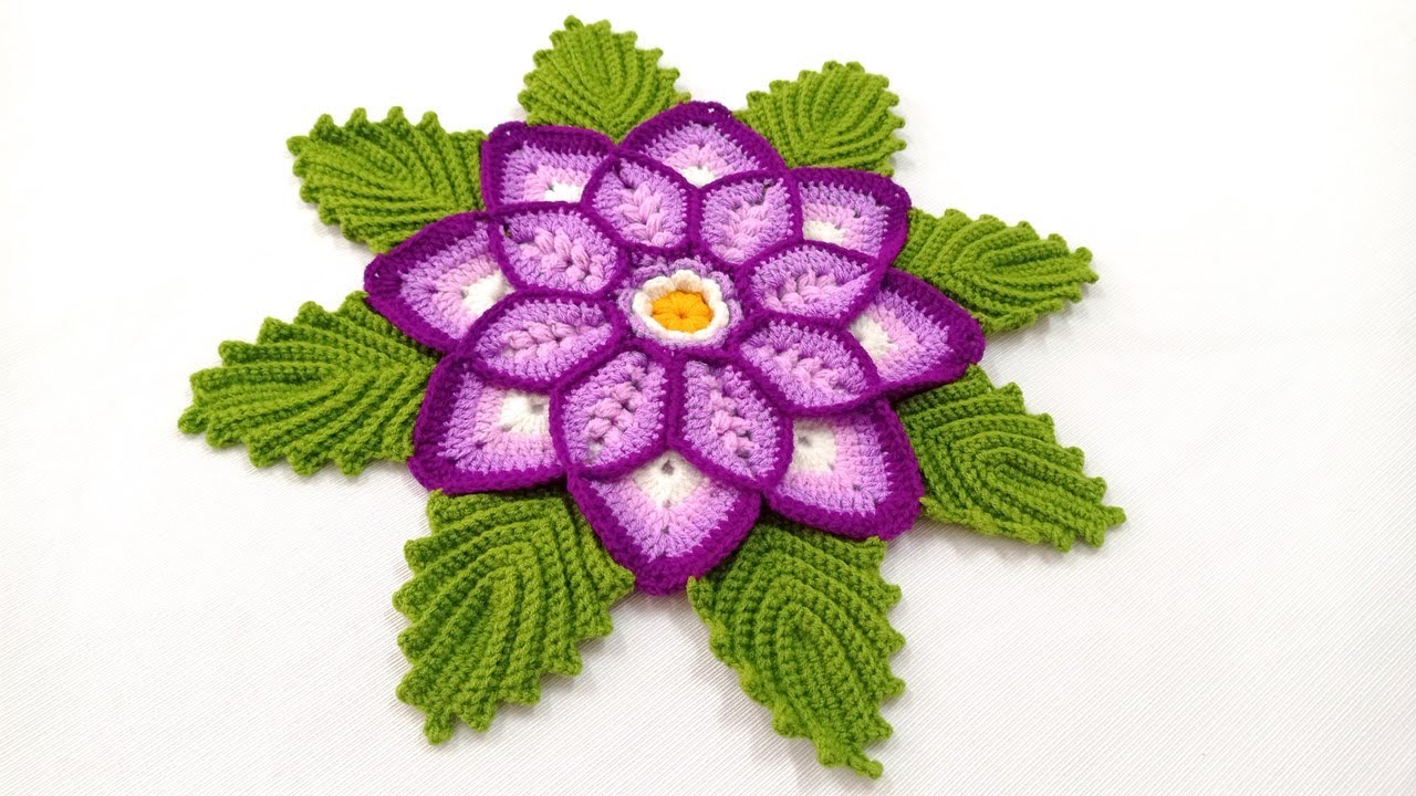 Como tejer la FLOR N° 48  a crochet paso a paso para caminos de mesa o centros de mesa y tapetes
