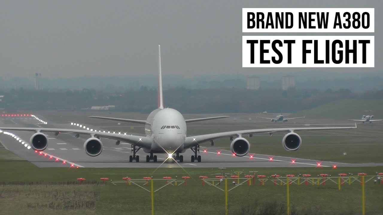Brand New Emirates Airbus A380 FWWSJ Landing at Birmingham Airport