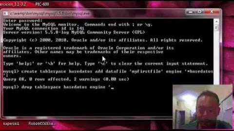 creacion y manipulacion de tablespaces en Mysql.