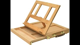 Solagua Caballete de Escritorio Maletín con Compartimento, Soporte de Madera Ajustable con Cajón