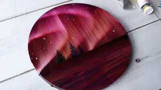 Aurora Painted on Round Canvas｜Mind Blowing Acrylics Step by Step  #613｜Satisfying Art ASMR 