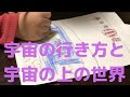 宇宙に行く時と、お空の世界の絵を描きました