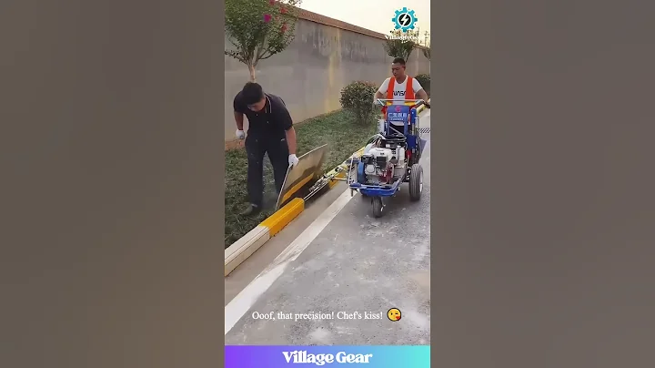 Curb Painting GOALS! 😎 This Little Machine is KING! 👑 #roadwork #satisfyingaf #skills #gadget