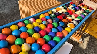 Marble run ☆ Handmade wooden slope rain gutter original course + billiard ball summary video