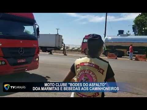 Moto Club "Bodes do Asfalto" doa marmitas e bebidas aos caminhoneiros