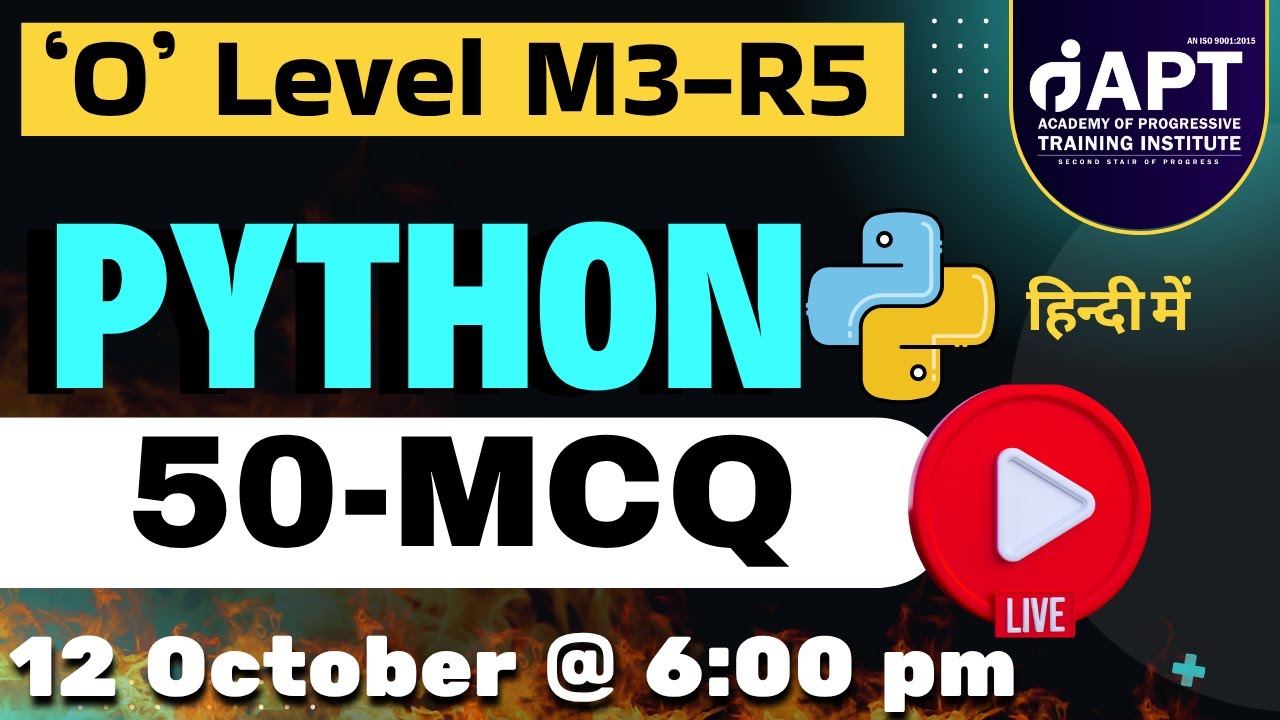 66th LIVE Q&A | M3-R5 | Python | O Level Exam–50 MCQ | #aptinstitute ...