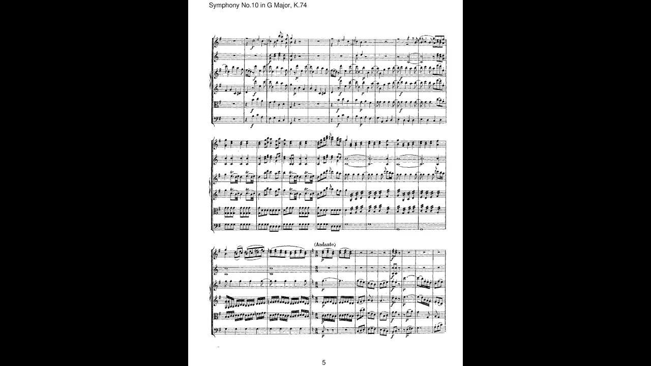 mozart symphony 10 in g major k 74