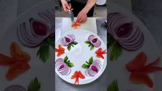 Salad? Decoration In Plate With ? Onion and Tomato ?|shorts|CreativeMinded