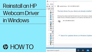 reinstalling an hp webcam driver in windows | hp computers | hp support