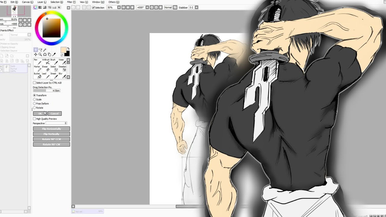 How I Drew Toji Fushiguro | Digital Art with Paint Tool Sai + HUION ...