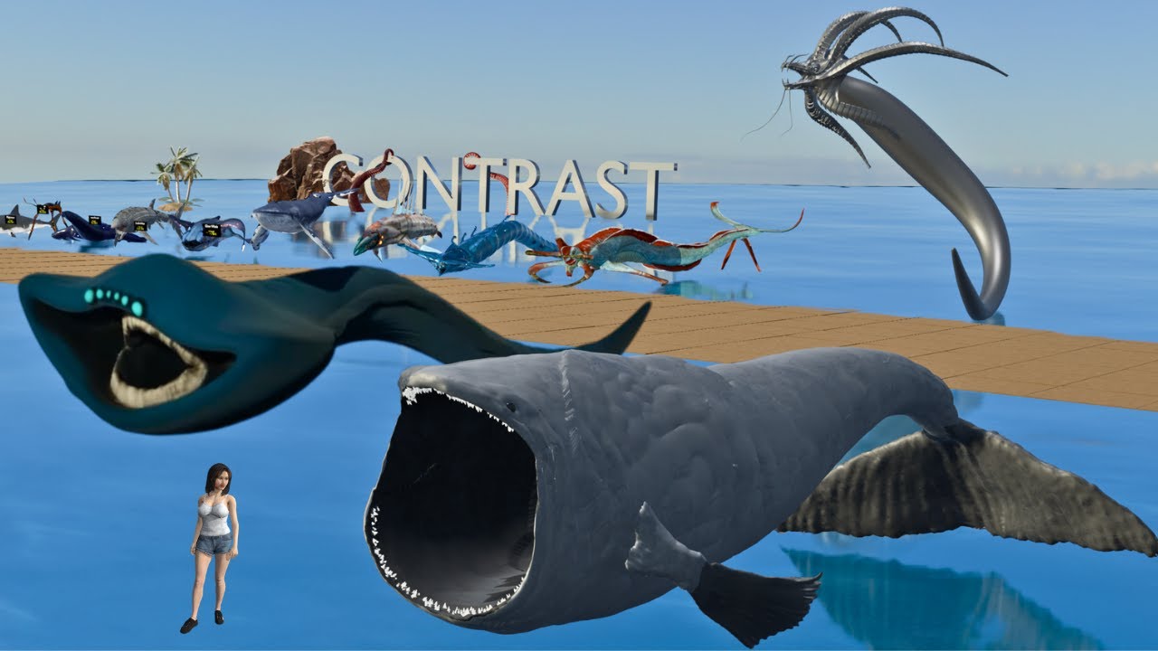 Mega Bloop Sea Monsters 3D Size Comparison : Bloop vs Megalodon vs El Gran Majá ...