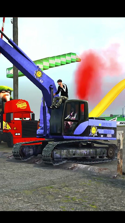 JCB EXCAVATOR CARRYING DANCING TRUCK VS BUMPS #mudrunner #sigmaboy #sprunki #truck #automobile