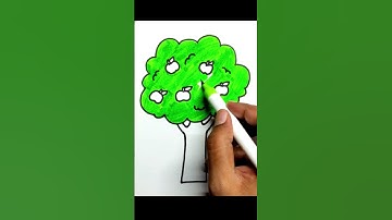 Apple tree drawing super easy #shorts #shortvideo #treedrawingeasy