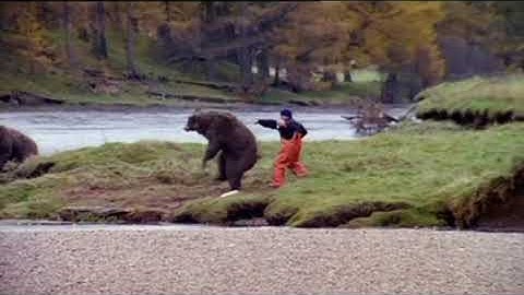 Man Fighting Bear for Tastiest most tender Salmon TV Commercial John West | 2000