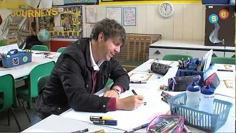 Neil Buchanan illustrates his champion in life wit...