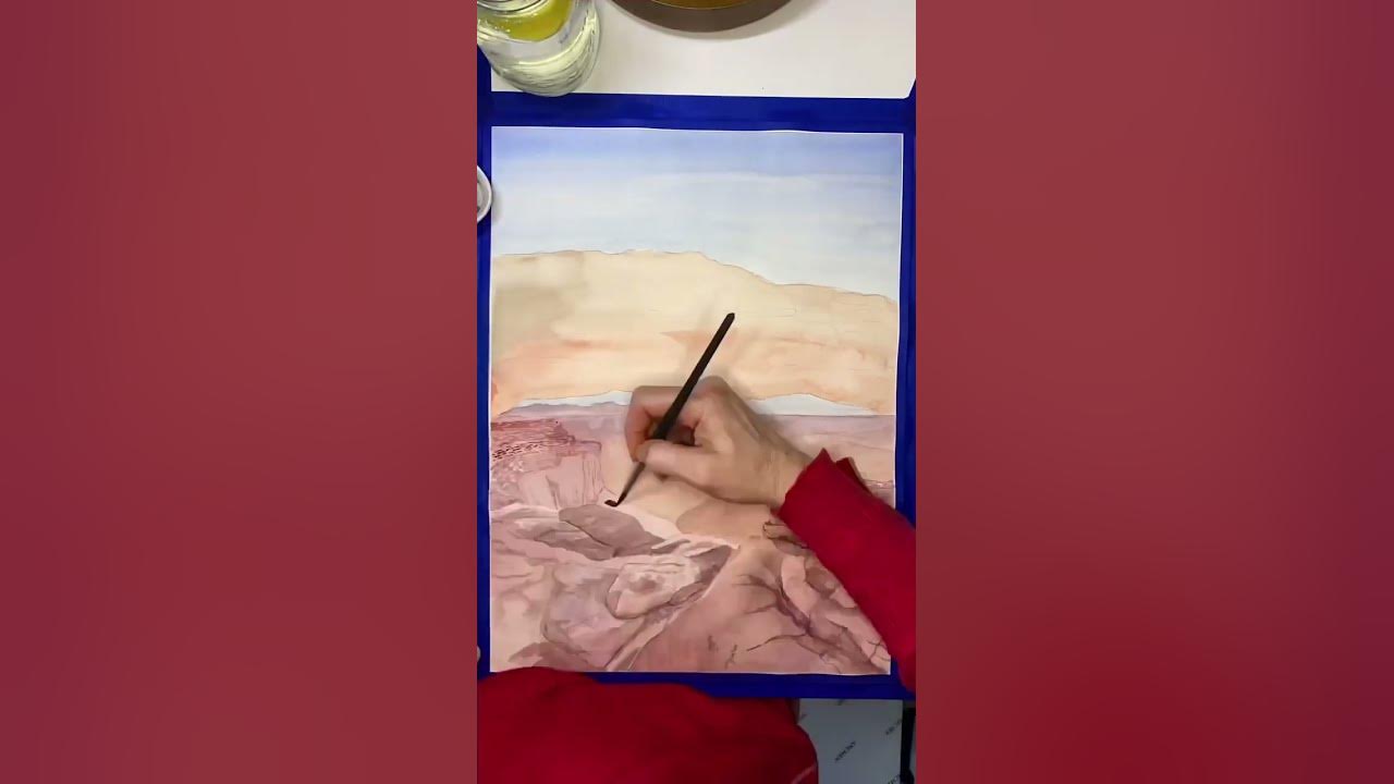 Timelapse Watercolor of Canyonlands Mesa Arch #speedpainting #timelapseart #landscapepainting