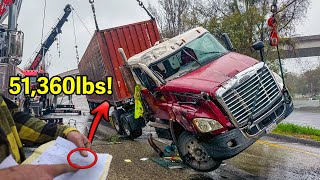 Heavy Semi Container Rollover in Rain