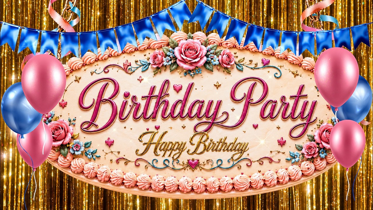 BIRTHDAY PARTY BACKGROUND | Balloons, Confetti