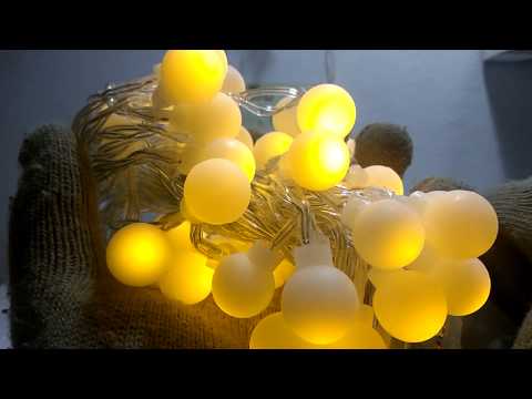 Lampu Natal LED Bola Kelereng Anggur Kabel Putih Lampu Hias REVIEW UNBOXING lampu natal led bola kel. 