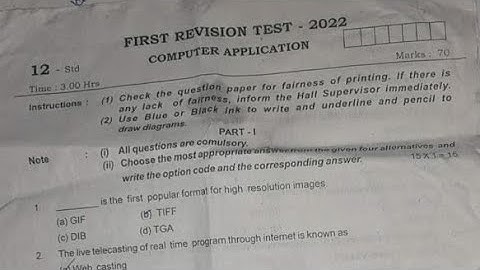 12TH COMPUTER APPLICATION FIRST REVISION TEST ANSWER KEY 2022